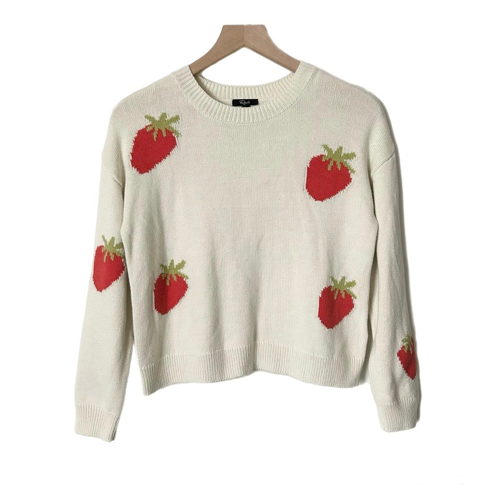 Rails Perci Strawberries Cream Knit Pullover Sweater Size XXS